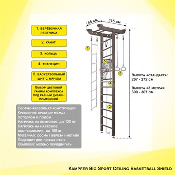 Kampfer "Big Sport Ceiling Basketball Shield" спортивно-игровой комплекс 51277